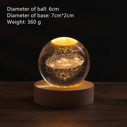 USB LED Crystal Ball Night Lamp - 3D Magical Moon Light for Bedroom & Home Decor Bazm-e-Decor